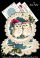 Christmas Owls in the Snow Scalloped Round Easel Card