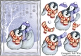 Penguin Love in a Snowy Scene A5 Topper & Decoupage