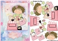 Shopping and Make Up Cute Girl Card Front & Decoupage