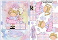 Cake, Presents & Balloons Cute Girl Card Front & Decoupage