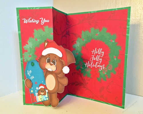 Holly Jolly Squirrel  Holiday 1 Cut & Fold