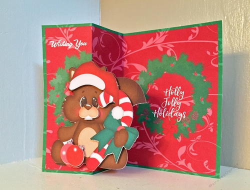 Holly Jolly Squirrel  Holiday 2 Cut & Fold