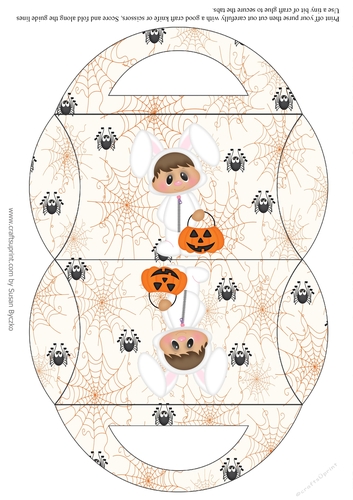 Halloween Bunny Candy Purse with a Spider and Web Halloween Background 