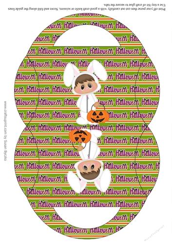 Halloween Bunny Candy Purse with a Striped Halloween Background 