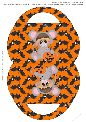 Halloween Mouse Candy Purse Orange with Ghosts Halloween Background 