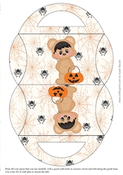 Halloween Bear Candy Purse with an Spiders and Webs Halloween Background 