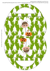 Halloween Bunny Candy Purse with a Green Ghost Halloween Background