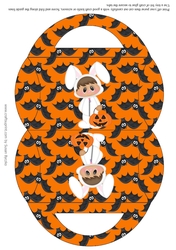 Halloween Bunny Candy Purse with a Orange Bats Halloween Background 