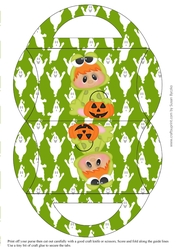 Halloween Bunny Candy Purse with Green Ghosts Halloween Background 