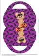 Halloween Bear Candy Purse with a Purple Bat Halloween Background 