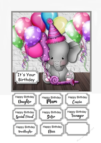 Elephant and balloons birthday