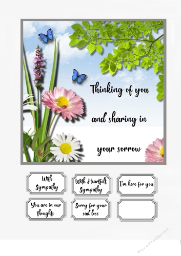 Wild flowers sympathy card topper