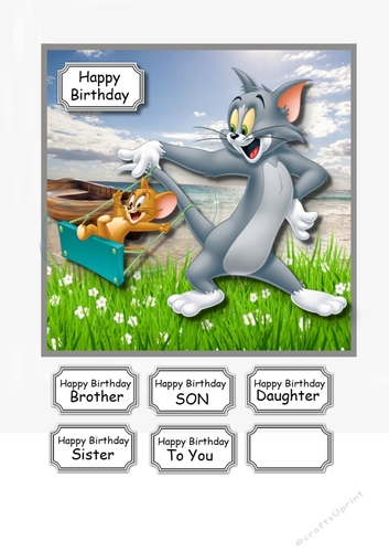 Tom and Jerry Birthday Card topper