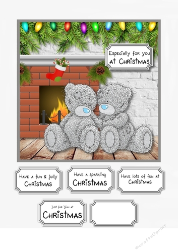 Tatty Teddy Christmas by the fire