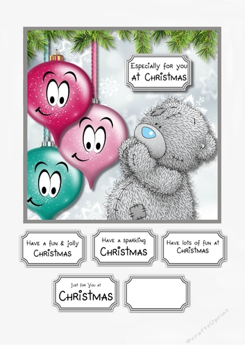 Tatty Teddy with Christmas baubles
