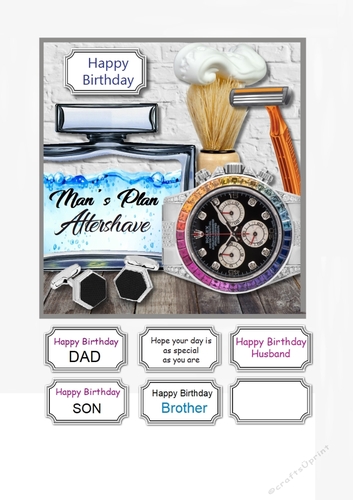 Mans plan mens grooming card topper