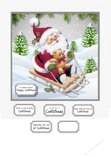 Santa and teddy sledging