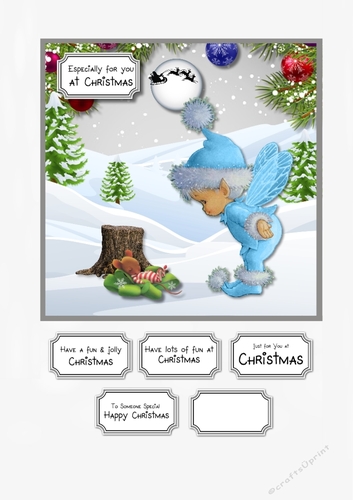 Christmas angel and sleeping mouse