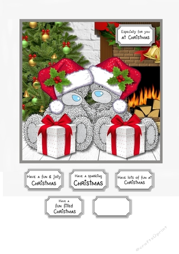 Tatty Teddy Couple Christmas by the fire