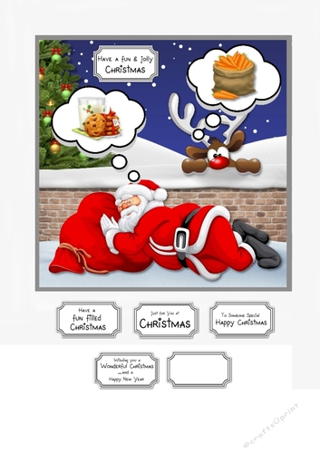 Santa and Rudolph dreaming of midnight Snacks