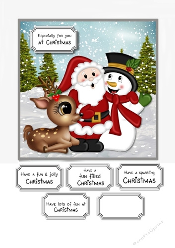 Santa, Rudolph and Snowman
