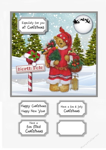 Teddy Santa Christmas card topper