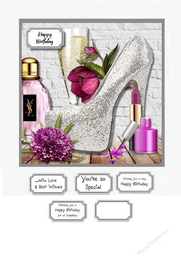 Silver shoes and purple flowers