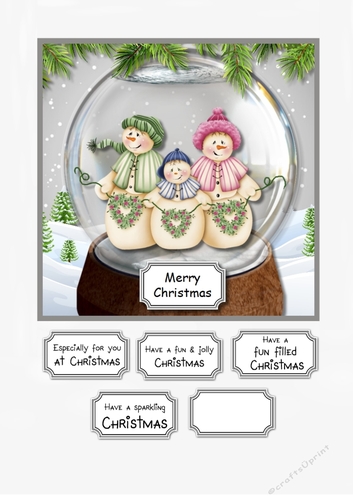 Snow globe with snow family
