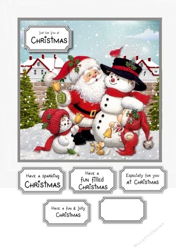 Christmas card topper Santa and friends