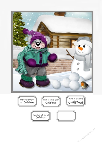 Christmas Teddy and Snowman