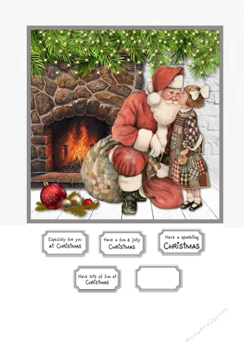 Vintage Santa Christmas card topper