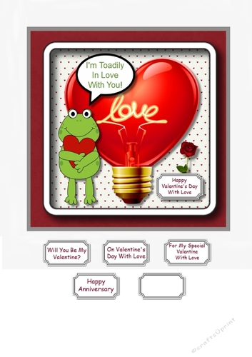 Im Toadily In Love With You Valentines card topper