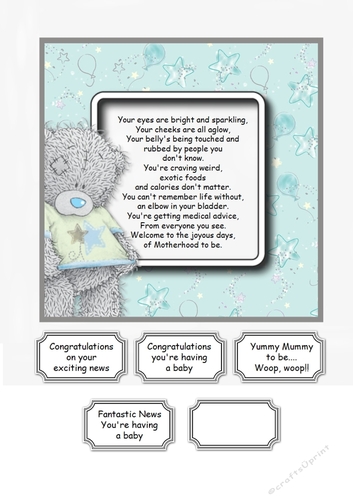 Tatty Teddy Mummy to be with lovely verse