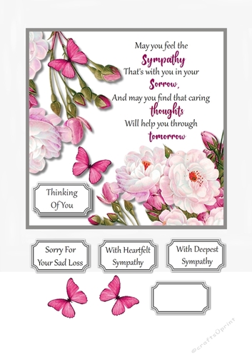 Sympathy card topper with lovely verse