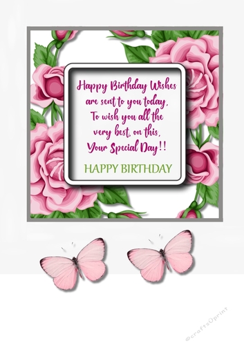 Floral Birthday Card Topper with optional Butterflies