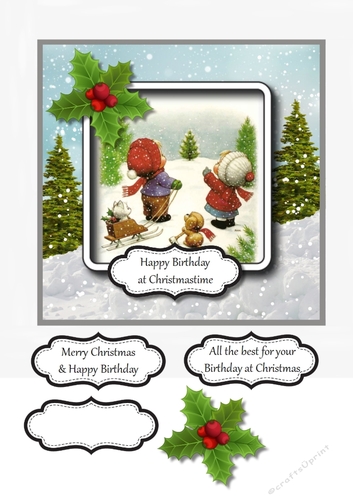 Christmas Birthday Card Topper for that double celebration
