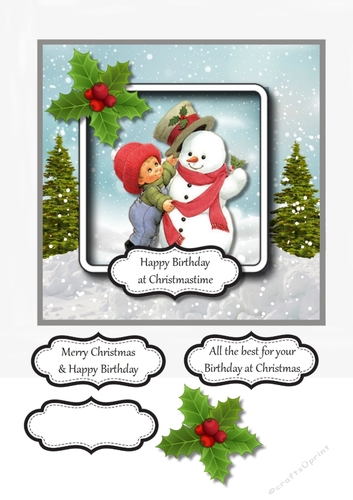 Christmas Birthday card topper for a double celebration
