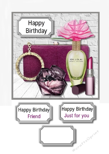 Purple perfume and bag