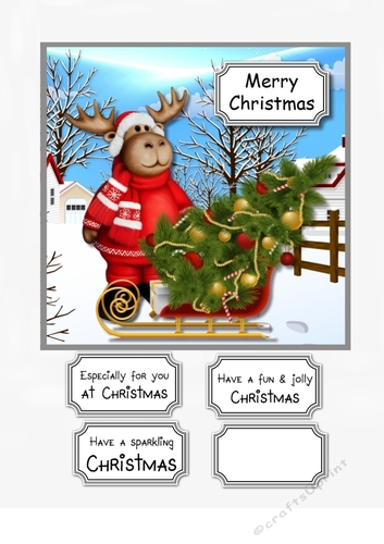 Reindeer Christmas card topper