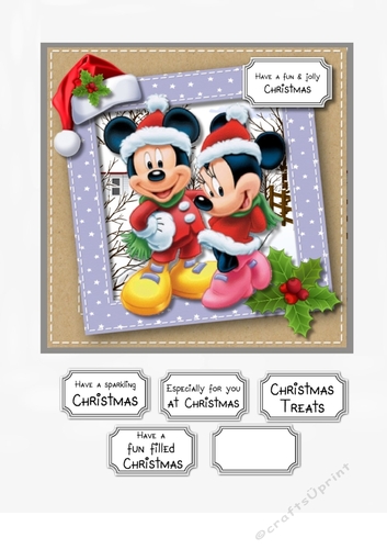 Mickey and Minnie Christmas card topper