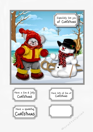 Christmas bear and snowman