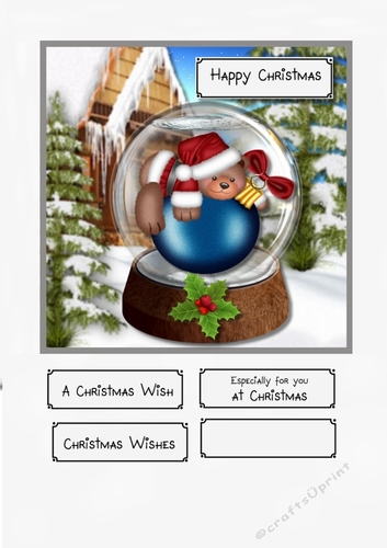 Teddy with bauble snow globe