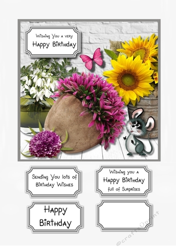 Sweet Floral birthday card topper