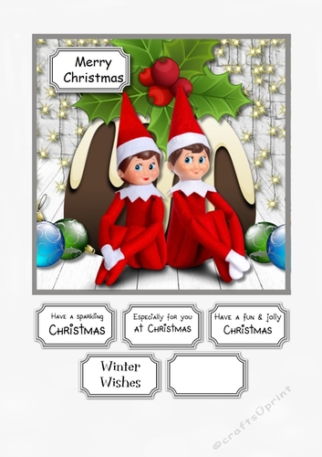 Elf on a shelf with Christmas Pudding