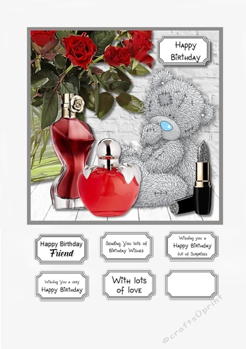Tatty Teddy with perfume and flowers