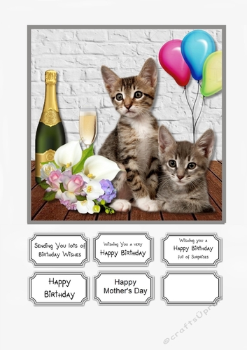 Cat card topper for Birthday or Mothers Day