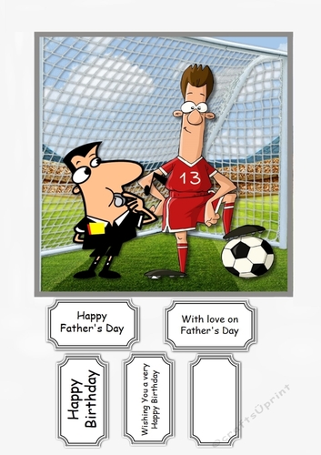 Football themed card topper for Birthday or Fathers Day