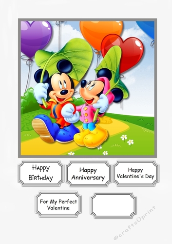 Mickey and Minnie love themed card topper for various occasions