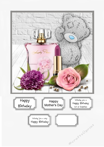Tatty Teddy with perfume and flowers for Birthday or Mothers Day