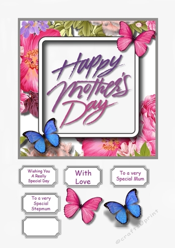  Flowers and Butterflies Mothers Day card topper